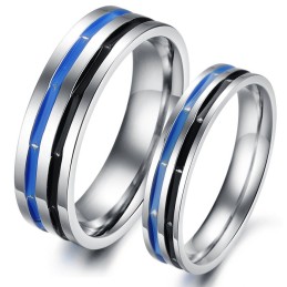 Anel De Titânio Azul-Preto Fácil De Usar Para Amantes