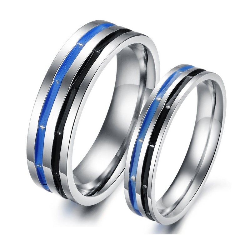 Anel De Titânio Azul-Preto Fácil De Usar Para Amantes Anel De Titânio Azul-Preto Fácil De Usar Para Amantes