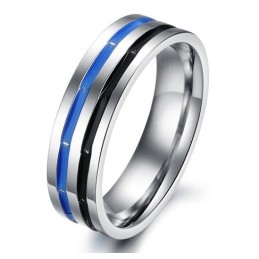 Anel De Titânio Azul-Preto Fácil De Usar Para Amantes