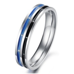 Anel De Titânio Azul-Preto Fácil De Usar Para Amantes
