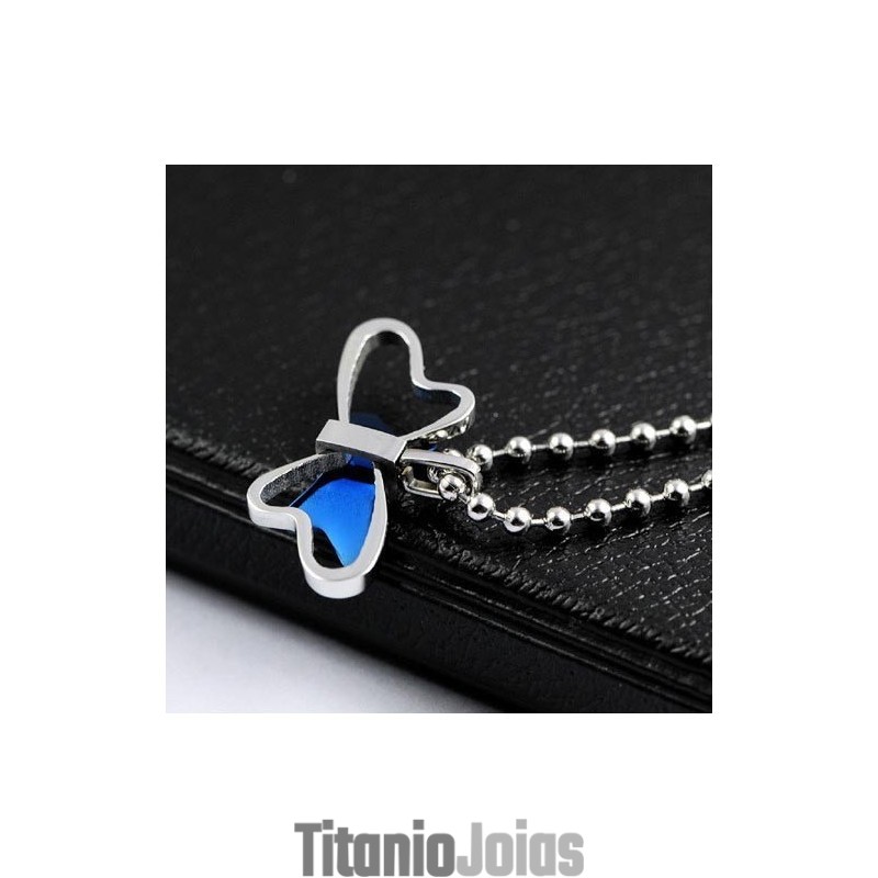 Colar Com Pingente De Titânio Em Forma De Borboleta Graciosa E Requintada