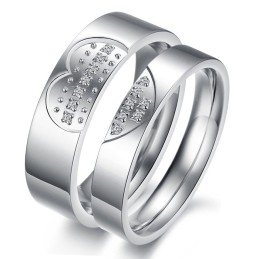 Anel De Titânio De Alta Qualidade Com Strass Para Amantes