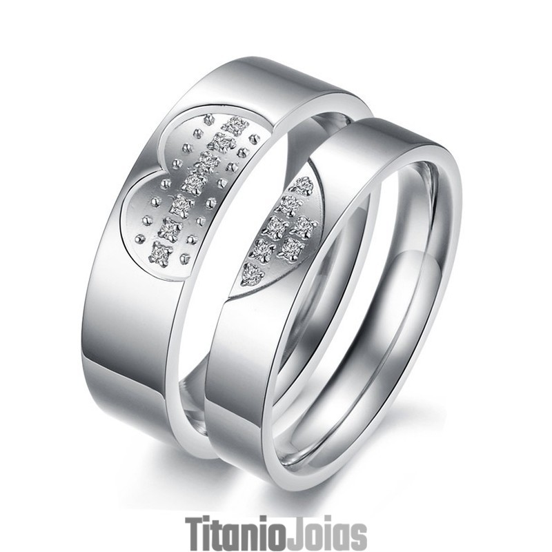 Anel De Titânio De Alta Qualidade Com Strass Para Amantes Anel De Titânio De Alta Qualidade Com Strass Para Amantes