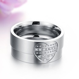 Anel De Titânio De Alta Qualidade Com Strass Para Amantes