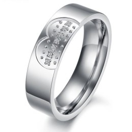 Anel De Titânio De Alta Qualidade Com Strass Para Amantes