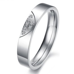 Anel De Titânio De Alta Qualidade Com Strass Para Amantes