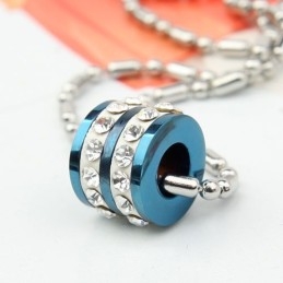 Anel Azul Da Moda Com Pingente De Titânio E Colar De Diamante