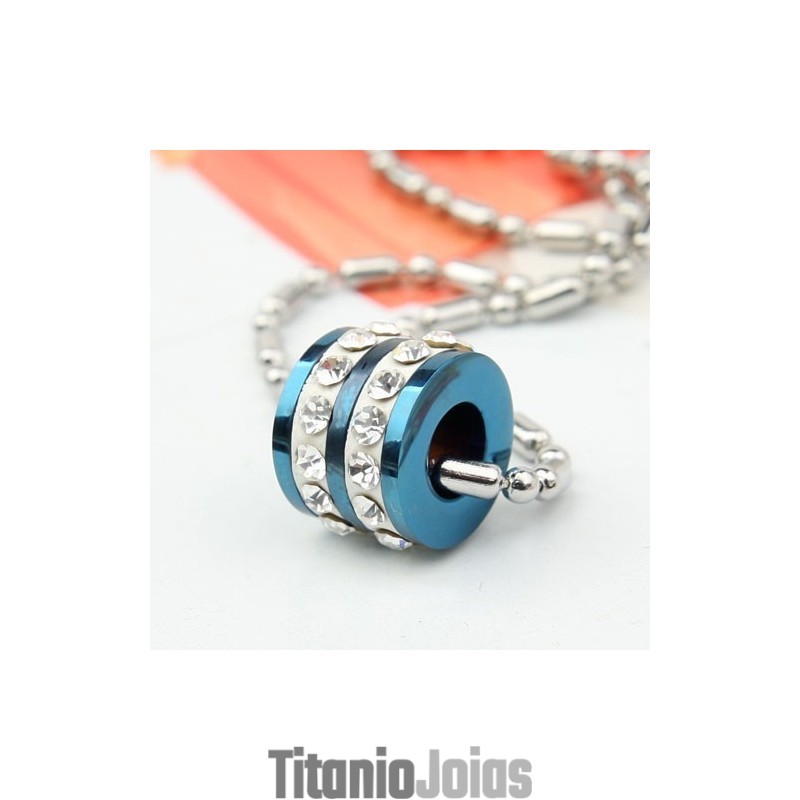 Anel Azul Da Moda Com Pingente De Titânio E Colar De Diamante Anel Azul Da Moda Com Pingente De Titânio E Colar De Diamante
