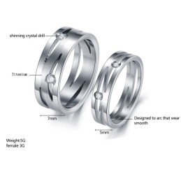 Anel De Titânio Labirinto De Qualidade Estável Para Amantes Com Strass