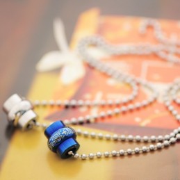 Colar E Pingente De Casal Em Titânio Estilo Clássico Azul (Um Par)