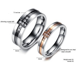 Anel De Titânio King Of Quantity Cross Para Amantes Com Strass