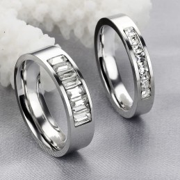 Anel De Titânio Com Strass Para Amantes