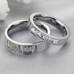 Anel De Titânio Com Strass Para Amantes
