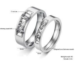 Anel De Titânio Com Strass Para Amantes