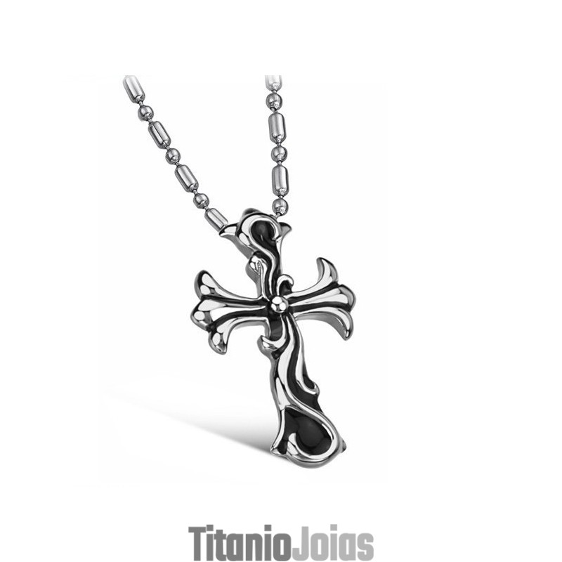 Colar De Titânio Com Cruz Masculina De Alta Qualidade Colar De Titânio Com Cruz Masculina De Alta Qualidade