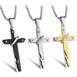 Colar De Titânio Com Cruz De Grande Variedade