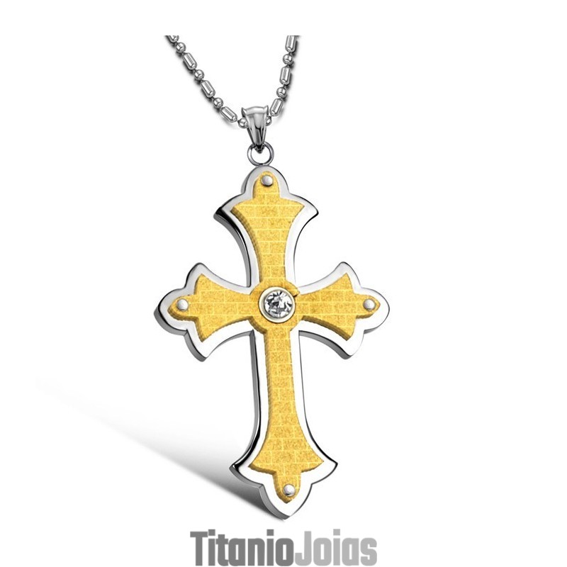 Colar Feminino De Titânio Com Cruz E Strass Completo Em Especificações Colar Feminino De Titânio Com Cruz E Strass Completo Em Especificações