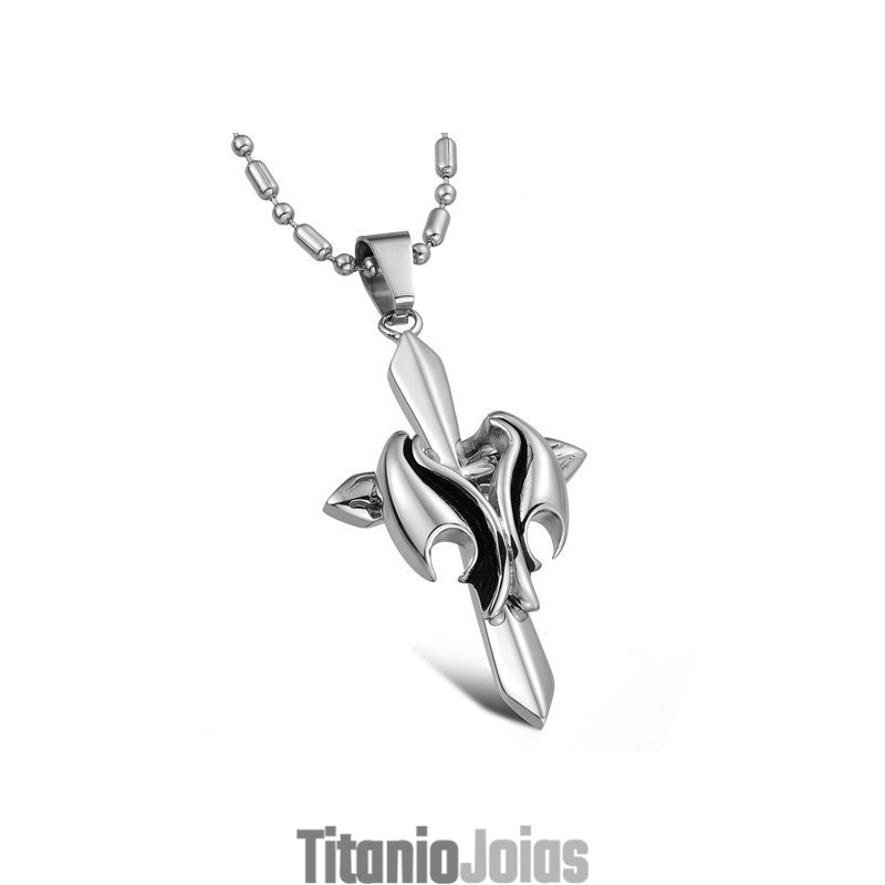 Colar De Titânio Com Cruz Masculina De Qualidade Estável Colar De Titânio Com Cruz Masculina De Qualidade Estável