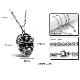 Colar De Titânio Com Caveira Masculina De Qualidade Superior
