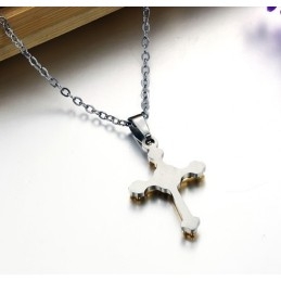 Colar De Titânio Com Cruz Feminina Fácil De Usar E Strass