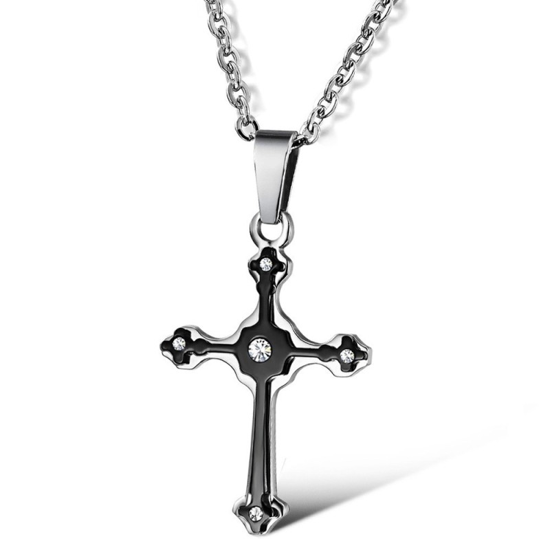 Colar De Titânio Com Cruz Feminina De Excelente Qualidade Com Strass Colar De Titânio Com Cruz Feminina De Excelente Qualidade Com Strass
