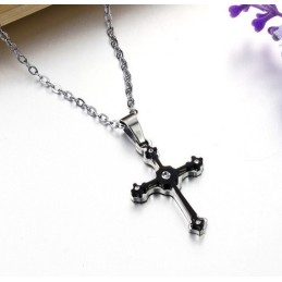 Colar De Titânio Com Cruz Feminina De Excelente Qualidade Com Strass