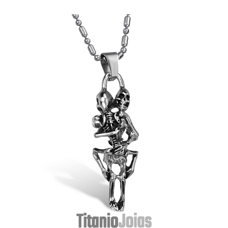 Colar De Titânio Com Caveira Masculina De Qualidade Estável Colar De Titânio Com Caveira Masculina De Qualidade Estável