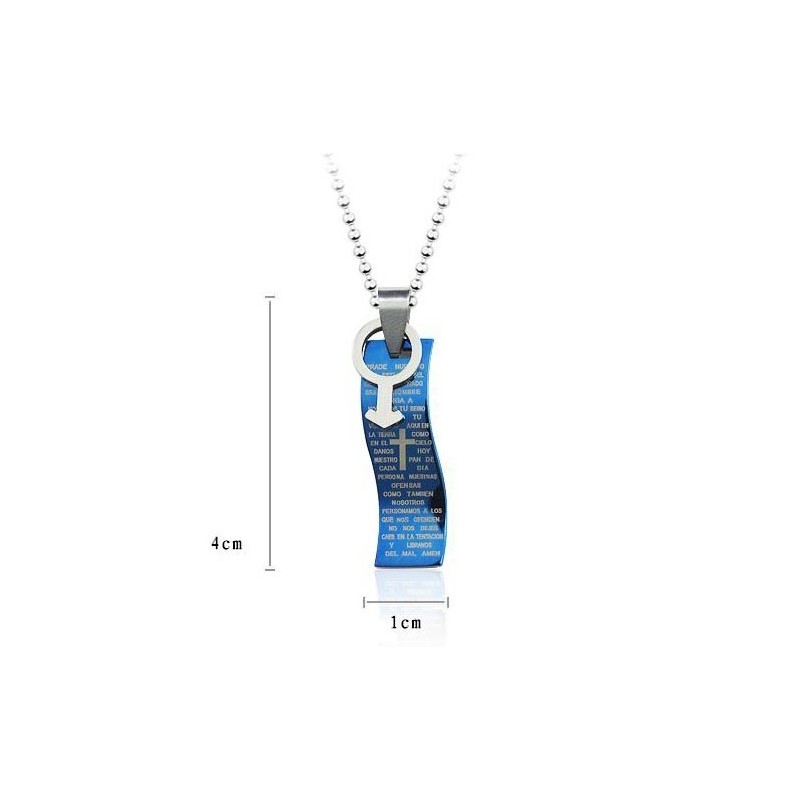 Pingente E Colar De Titânio Com Cruz Bíblica Estilo Azul E Símbolos Para Homem Pingente E Colar De Titânio Com Cruz Bíblica Estilo Azul E Símbolos Para Homem