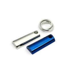 Colar Com Pingente De Titânio Love Forever Azul E Prata Em Duas Partes