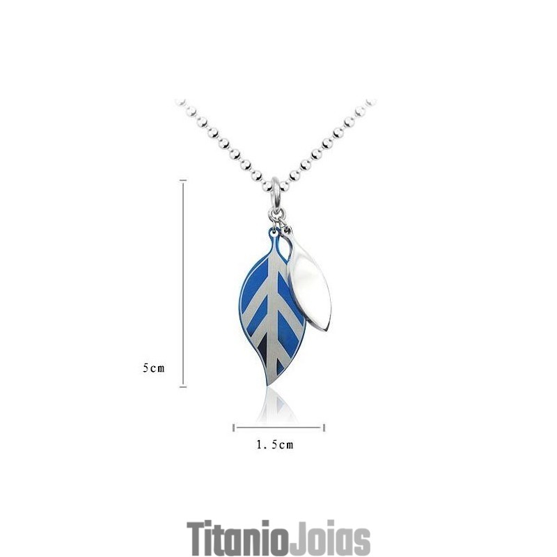 Pingente E Colar De Titânio Azul Com Folha De Hackberry Pingente E Colar De Titânio Azul Com Folha De Hackberry