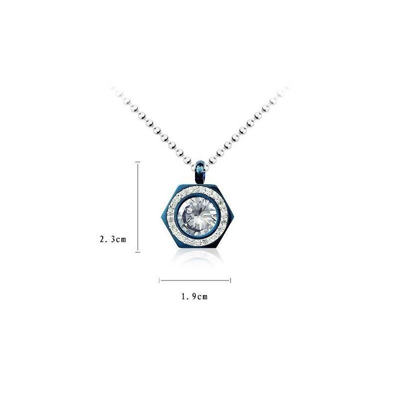 Colar Com Pingente De Diamante E Titânio Puro Azul Hexagrama Colar Com Pingente De Diamante E Titânio Puro Azul Hexagrama