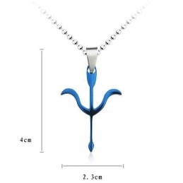 Pingente E Colar De Titânio Azul Com Flecha De Cupido