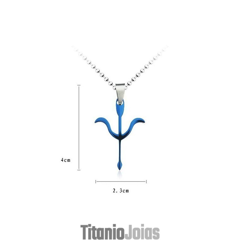 Pingente E Colar De Titânio Azul Com Flecha De Cupido Pingente E Colar De Titânio Azul Com Flecha De Cupido