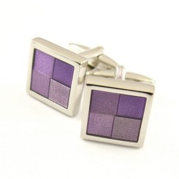 Abotoaduras Funky Quadradas De Titânio E Roxo