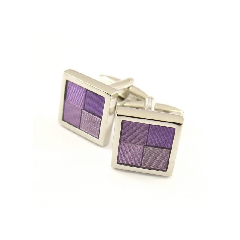 Abotoaduras Funky Quadradas De Titânio E Roxo Abotoaduras Funky Quadradas De Titânio E Roxo