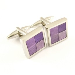 Abotoaduras Funky Quadradas De Titânio E Roxo