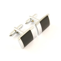 Abotoaduras Oblongas De Titânio E Esmalte Preto