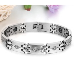 Pulseira De Titânio De Qualidade Estável E Saudável Para Amantes Com Strass