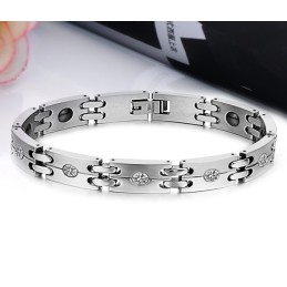 Pulseira De Titânio De Qualidade Estável E Saudável Para Amantes Com Strass