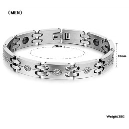 Pulseira De Titânio De Qualidade Estável E Saudável Para Amantes Com Strass