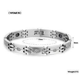 Pulseira De Titânio De Qualidade Estável E Saudável Para Amantes Com Strass
