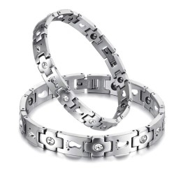 Pulseira De Titânio Queen Of Quality Para Amantes Com Strass