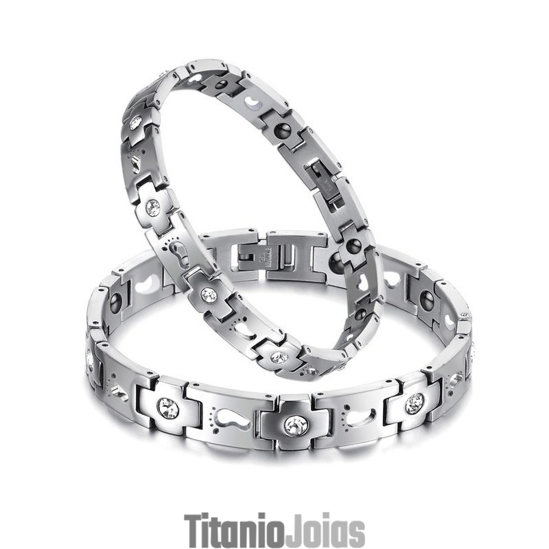 Pulseira De Titânio Queen Of Quality Para Amantes Com Strass Pulseira De Titânio Queen Of Quality Para Amantes Com Strass