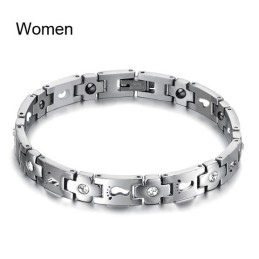 Pulseira De Titânio Queen Of Quality Para Amantes Com Strass
