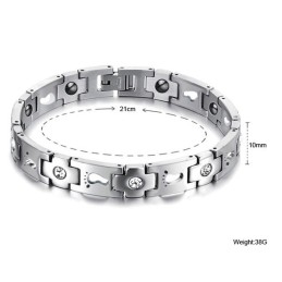 Pulseira De Titânio Queen Of Quality Para Amantes Com Strass