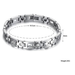 Pulseira De Titânio Queen Of Quality Para Amantes Com Strass