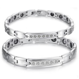 Pulseira De Titânio Com Magnetita De Qualidade Confiável E Saudável Para Amantes Com Strass