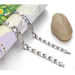 Pulseira De Titânio Com Magnetita De Qualidade Confiável E Saudável Para Amantes Com Strass
