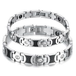 Pulseira De Titânio De Qualidade Superior Para Amantes Com Strass