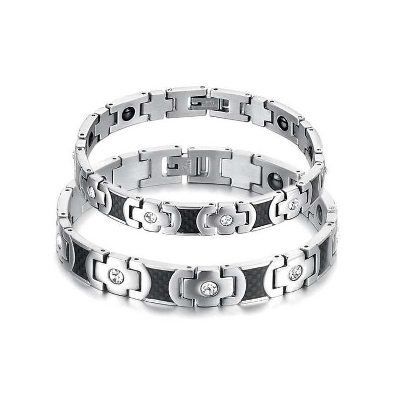 Pulseira De Titânio De Qualidade Superior Para Amantes Com Strass Pulseira De Titânio De Qualidade Superior Para Amantes Com Strass